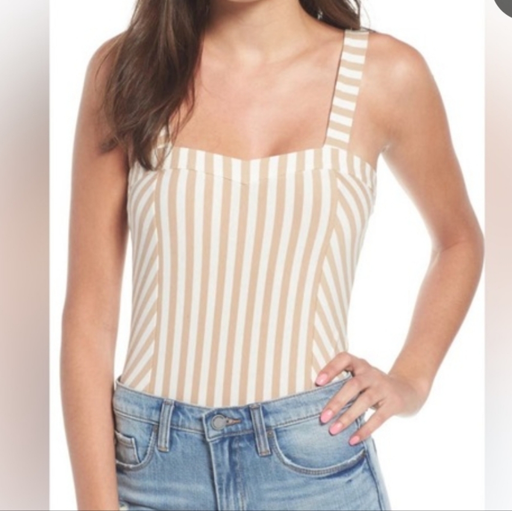 BP Sleeveless Strip Body Suit Size M NWOT